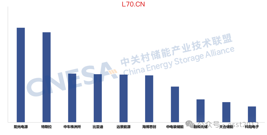 图13：2025年度全球市场储能系统出货量Top10企业用户侧储能