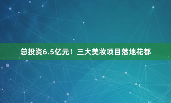 总投资6.5亿元！三大美妆项目落地花都
