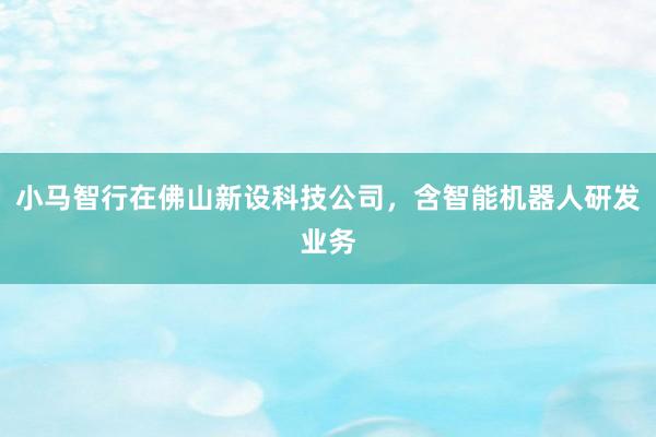 小马智行在佛山新设科技公司，含智能机器人研发业务