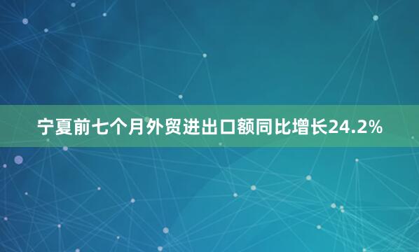 宁夏前七个月外贸进出口额同比增长24.2%