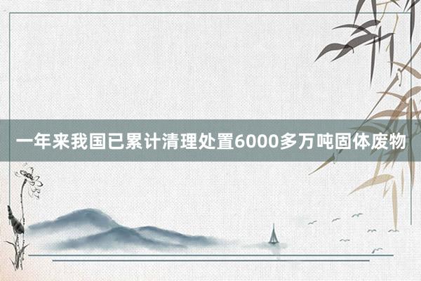一年来我国已累计清理处置6000多万吨固体废物