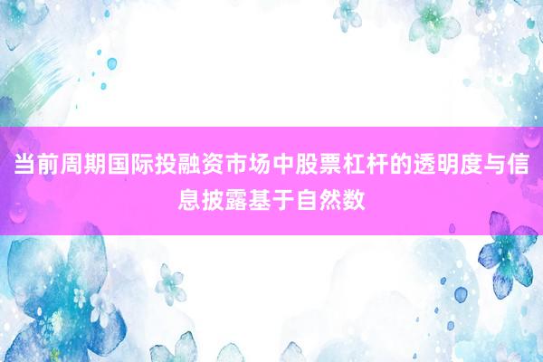 当前周期国际投融资市场中股票杠杆的透明度与信息披露基于自然数