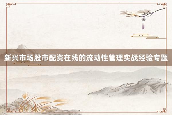 新兴市场股市配资在线的流动性管理实战经验专题
