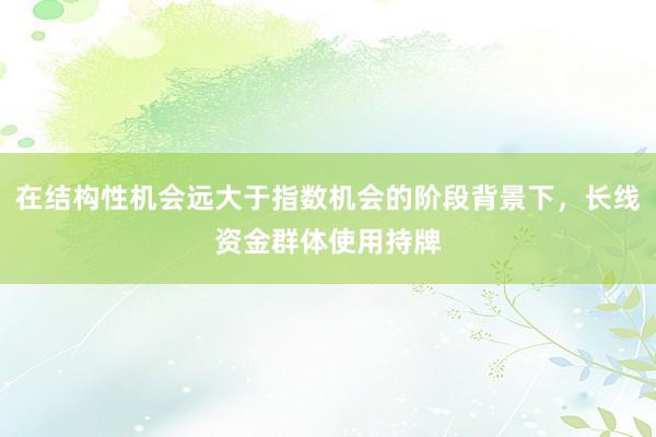 在结构性机会远大于指数机会的阶段背景下，长线资金群体使用持牌