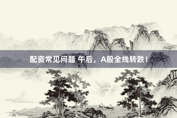 配资常见问题 午后，A股全线转跌！