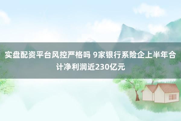 实盘配资平台风控严格吗 9家银行系险企上半年合计净利润近230亿元