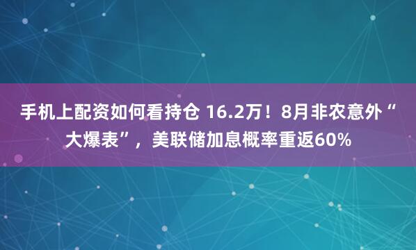 手机上配资如何看持仓 16.2万！8月非农意外“大爆表”，美联储加息概率重返60%