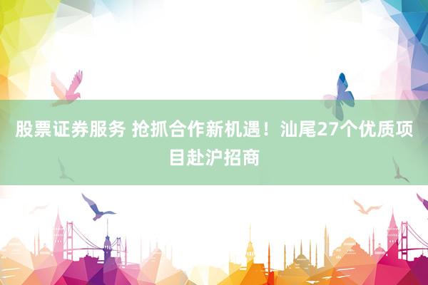 股票证券服务 抢抓合作新机遇！汕尾27个优质项目赴沪招商