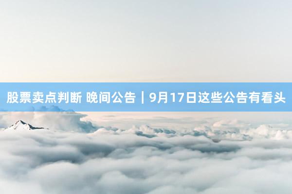 股票卖点判断 晚间公告｜9月17日这些公告有看头
