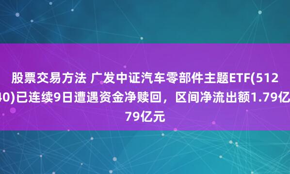 股票交易方法 广发中证汽车零部件主题ETF(512740)已连续9日遭遇资金净赎回，区间净流出额1.79亿元