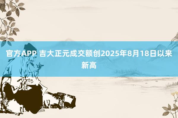 官方APP 吉大正元成交额创2025年8月18日以来新高