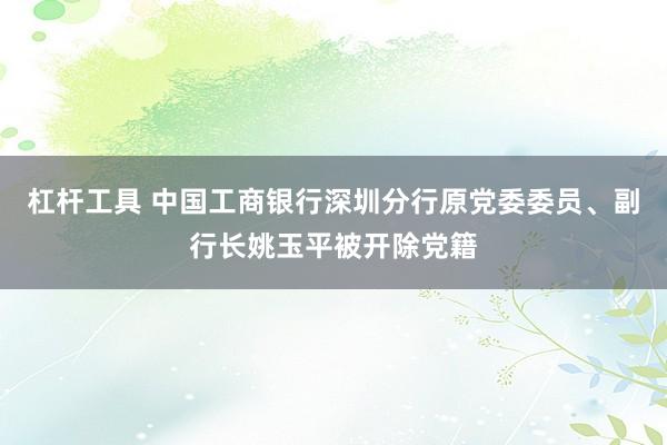 杠杆工具 中国工商银行深圳分行原党委委员、副行长姚玉平被开除党籍